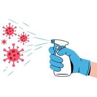 Sanitizing surfaces to prevent virus spread isolated illustration vector