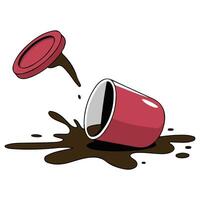 Overturned hot beverage container isolated illustration on white background vector