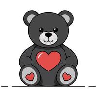 Hand drawn bear holding heart isolated illustration on white background vector