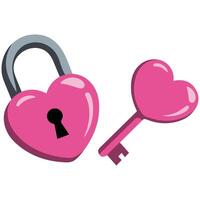 Romantic lock and key symbol isolated illustration on white background vector