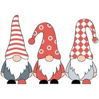 Holiday dwarves in festive hats isolated illustration on white background vector