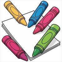 Blank paper sheet with colorful crayons isolated illustration vector