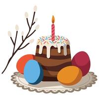 Orthodox Easter celebration cake isolated illustration on white background vector