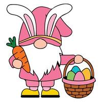 Easter dwarf with bunny ears isolated illustration on white background vector