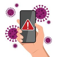 Phone displaying virus alert isolated illustration on white background vector