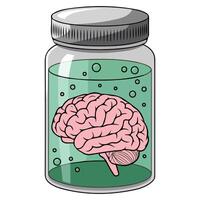 Preserved brain in jar isolated illustration on white background vector