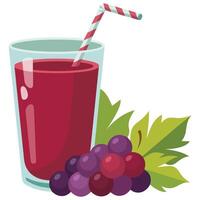 Grape juice with fresh fruit isolated illustration vector