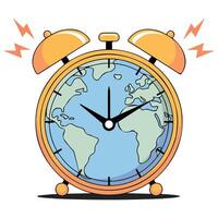 Alarm clock global startup isolated illustration vector