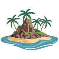 Deserted island with palm isolated illustration vector