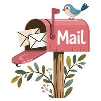 Retro mail postbox isolated illustration vector