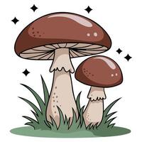 Edible mushroom in grass isolated illustration vector