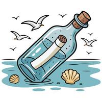 Message bottle doodle isolated illustration vector