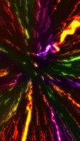 Space is filled with multi-colored streams of plasma from molten meteors flying toward us. video