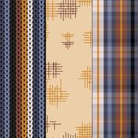 A set of seamless abstract modern patterns, grunge, knitted, checkered. vector