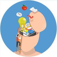 3D Isometric Flat Illustration of Philosophy Study , Knowledge and Curiosity vector