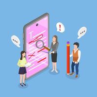 3D Isometric Flat Illustration of English Grammar Examination, Correct Language Linguistics Knowledge vector