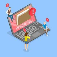3D Isometric Flat Illustration of Storage Space Full, Free up Smartphone Memory vector