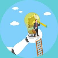 3D Isometric Flat Illustration of Artificial Intelligence Businessman, AI Technology Opportunities vector