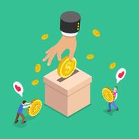 3D Isometric Flat Illustration of Donation And Charity , Care and Support for Vulnerable Segment vector