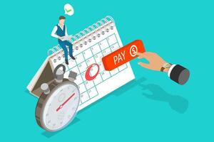 3D Isometric Flat Illustration of Payment Calendar, Efficient Organization of Bills and Expenses vector