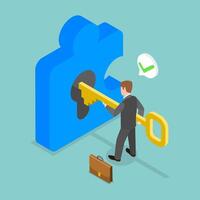 3D Isometric Flat Illustration of Turnkey Solution, Task Completing, Finished Project vector