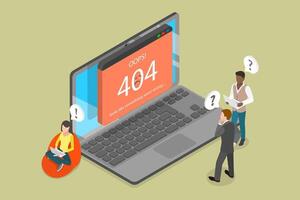3D Isometric Flat Illustration of Error 404 Page, Server Unavailable, Website Communication Problem vector