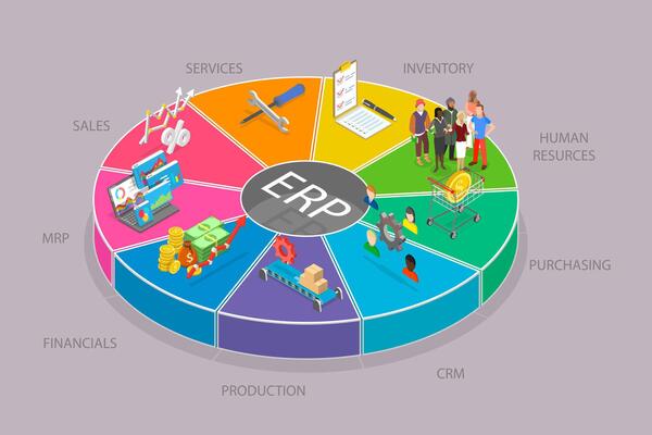 3D Isometric Flat Illustration of Enterprise Resource Planning, EPR Business Management