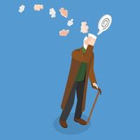 3D Isometric Flat Illustration of Memory Problems , Seniors Mental Health vector