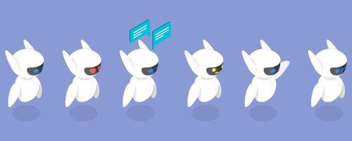 3D Isometric Flat Illustration of Chatbot, Help Assistance, Artificial Intelligence Support vector