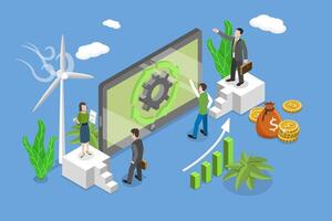 3D Isometric Flat Illustration of Reduce Emissions, Net Zero Target vector