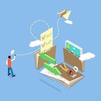3D Isometric Flat Illustration of File Transfer, Migration or Transfer of Documents vector