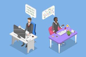 3D Isometric Flat Illustration of Different Approach To Problem Solving, Mindset Differences vector