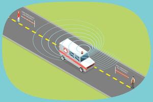 3D Isometric Flat Illustration of Doppler Effect, Sound Source in Motion vector