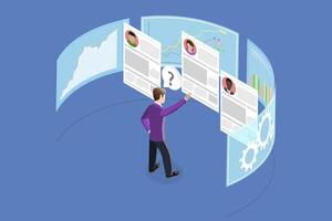 3D Isometric Flat Illustration of Business HR And Technology, Revolutionary Approach vector
