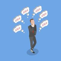 3D Isometric Flat Illustration of Overwhelmed Issues, Critical Thinking or Finding Solution vector