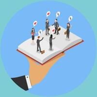 3D Isometric Flat Illustration of Employee Handbook, Onboarding New Staff and Company Procedures for New Hires vector