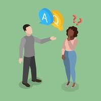 3D Isometric Flat Illustration of Q And A , Question and Answer vector