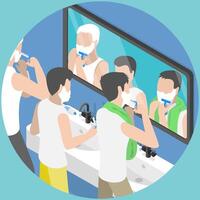 3D Isometric Flat Illustration of Different Generations Shave Together, Showing Legacy of Fatherhood vector