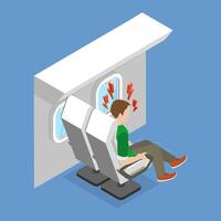 3D Isometric Flat Illustration of Aerophobia, Experiencing Panic Attack and Fear of Flying on Plane vector