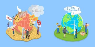 3D Isometric Flat Illustration of Climate Change, Save the Planet vector