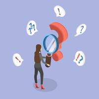 3D Isometric Flat Illustration of Frequently Asked Questions, Problem Solving, Curiosity vector