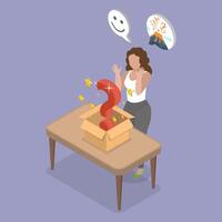 3D Isometric Flat Illustration of Mystery Box, Unwrapping a Present, Beaming with Joy vector