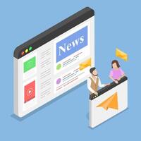 3D Isometric Flat Illustration of Email Marketing, Newsletter Subscription Banner vector