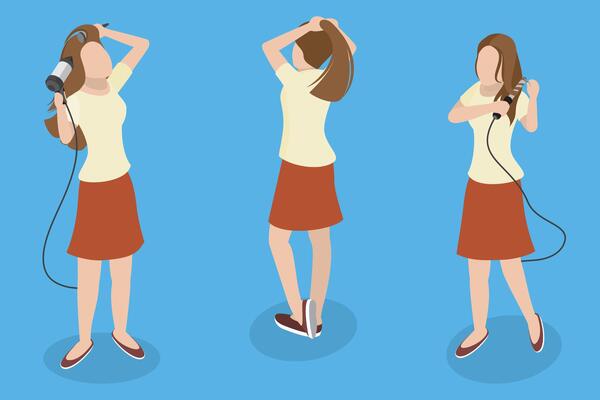 3D Isometric Flat Illustration of Styling Procedures, Youthful Beauty Creating a Fresh Hairstyle