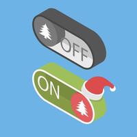 3D Isometric Flat Illustration of Christmas On-off, Template for Christmas On-Off Switch Buttons Featuring Xmas Tree vector