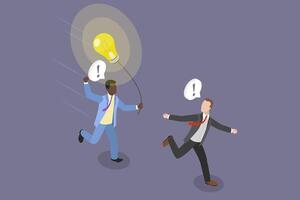 3D Isometric Flat Illustration of Passing The Idea, Worker Passing on Job, Task, and Idea to Business Partner vector