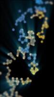 A close-up of the DNA double helix structure, highlighted in grey-blue, showing its twisted ladder-like structure in looping motion. video