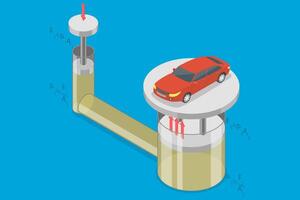 3D Isometric Flat Illustration of Hydraulic Power Pack, An Introduction to Fluid Power Systems vector