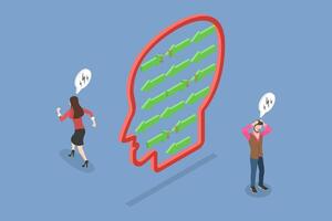 3D Isometric Flat Illustration of Dissonance, Internal conflict vector