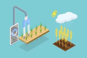 3D Isometric Flat Illustration of Soil Moisture Sensor, Smart Farming vector